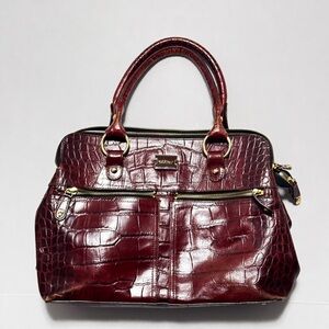 Modalu ‘Pippa’ Original Size Handbag in Reddish Brown Croc